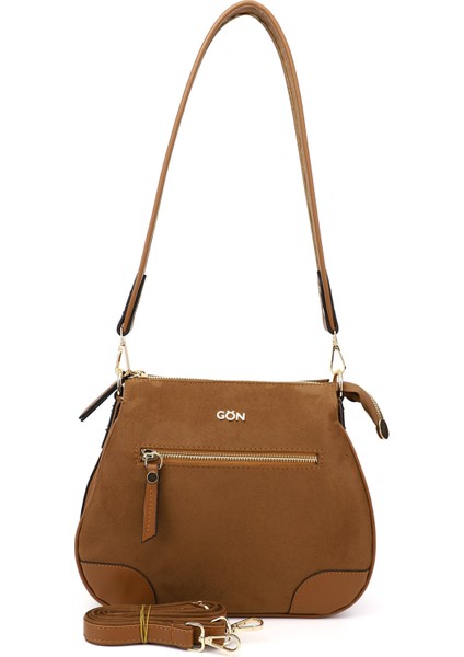 Kadın Taba Süet Uzun Askılı Omuz Çantası