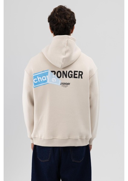 Oversize Arka Baskılı Sweatshirt Taş fiyatları