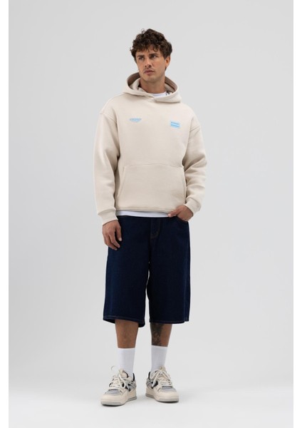 Oversize Arka Baskılı Sweatshirt Taş modelleri