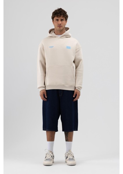 Oversize Arka Baskılı Sweatshirt Taş fırsatları