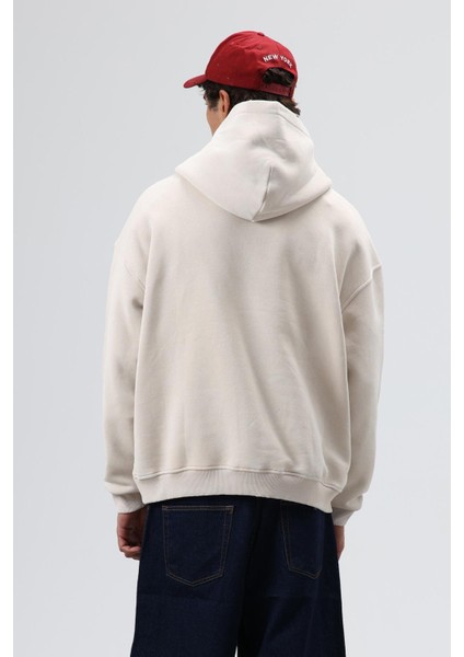 Oversize Baskılı Kapüşonlu Sweatshirt Taş fırsatları