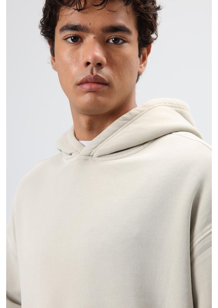 Polo Yaka Oversize Baskılı Yıkamalı Sweatshirt Ekru indirimleri