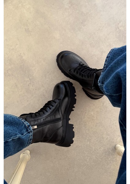 Oslo Siyah Hakiki Deri Bot