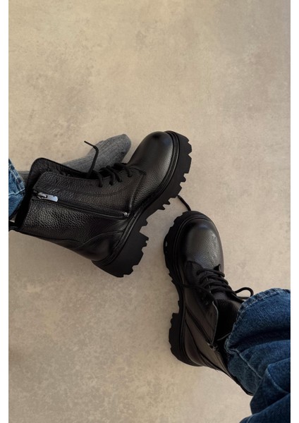 Oslo Siyah Hakiki Deri Bot indirimleri