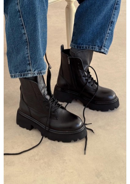 Oslo Siyah Hakiki Deri Bot