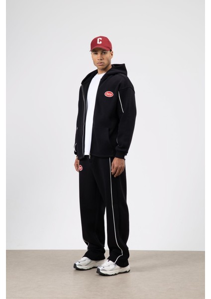 Çizgi Detaylı Oversize Eşofman Takım Siyah fırsatları