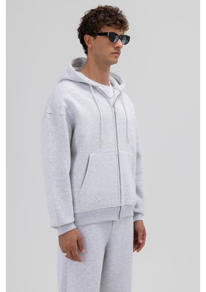 Basic Fermuarlı Oversize Kapüşonlu Sweatshirt Karmelanj modelleri