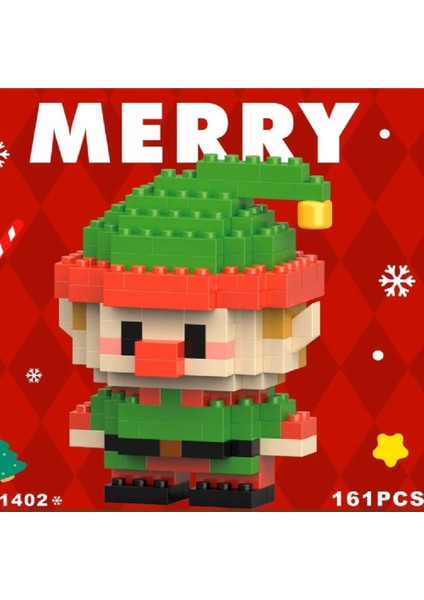 Noel Elf Nano Blok Yapı Seti (161 Parça) | Koleksiyonluk Yılbaşı Figürü
