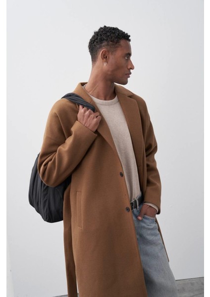 Kemerli Oversize Kaşe Kaban Kahve fiyatları