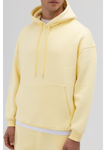 Basic Oversize Kapüşonlu Sweatshirt Sarı fırsatları