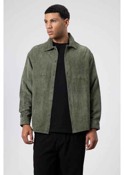 Oversize Dokulu Gömlek Haki fiyatları