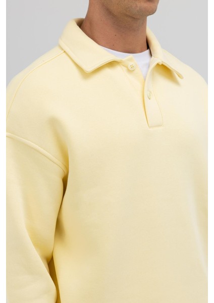 Basic Polo Yaka Sweatshirt Sarı fiyatları