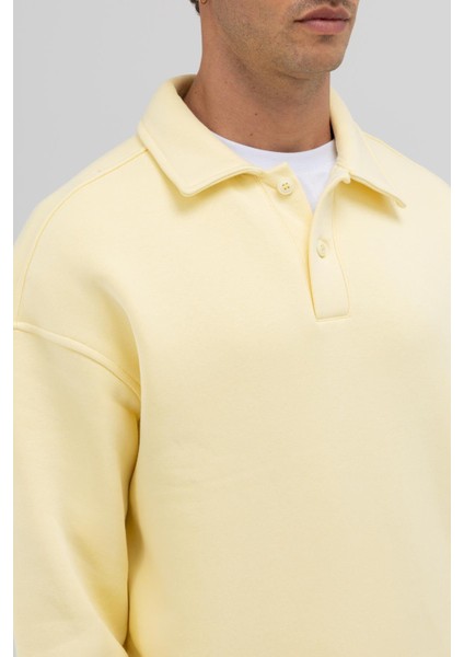 Basic Polo Yaka Sweatshirt Sarı fırsatları