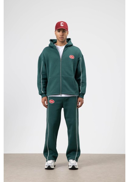 Çizgi Detaylı Oversize Eşofman Takım Nefti