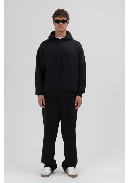 Basic Oversize Kapüşonlu Sweatshirt Siyah fiyatları
