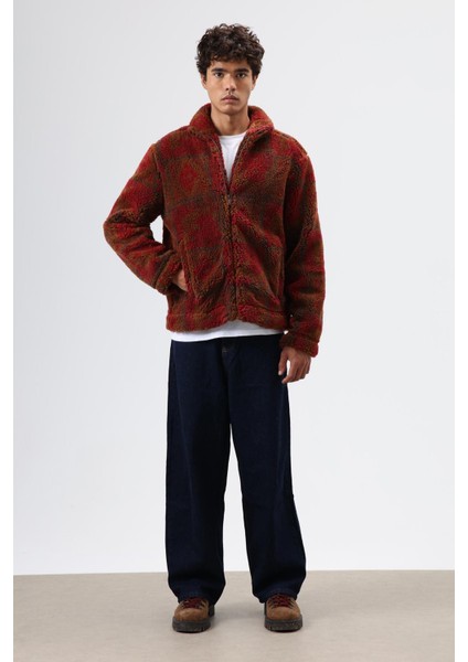 Oversize Peluş Mont Bordo fiyatları