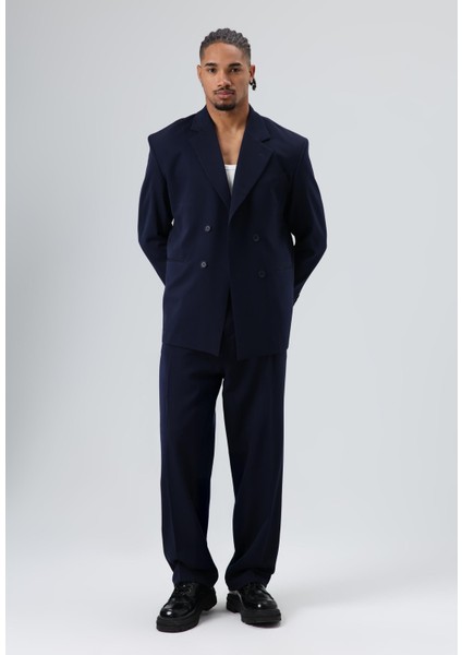 Oversize Kruvaze Takım Elbise Lacivert