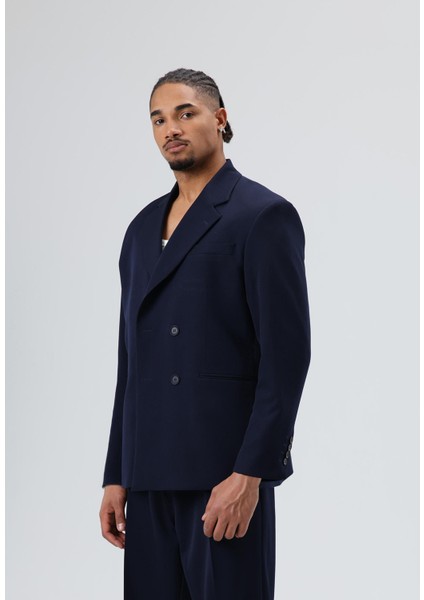 Oversize Kruvaze Takım Elbise Lacivert