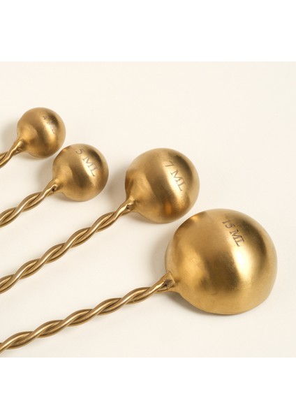 Rampur Çelik - Pirinç Ölçü Kaşık Seti 5X12X3 cm Altın - Renkli indirimleri