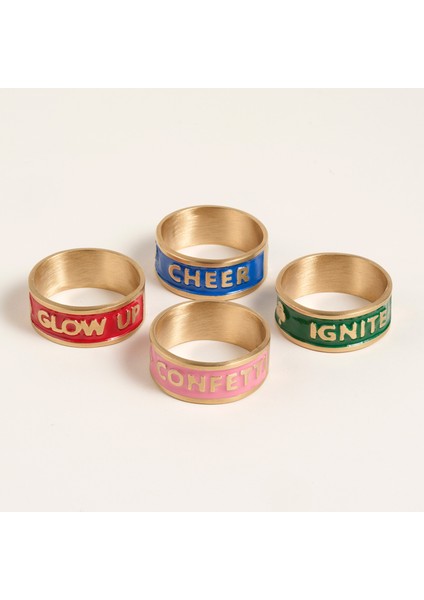 Rampur Çelik - Pirinç Peçete Halkası 5 cm Altın - Renkli