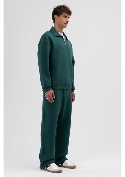 Oversize Fermuarlı Dik Yaka Sweatshirt Nefti modelleri