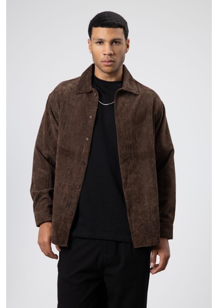 Oversize Dokulu Gömlek Kahve fiyatları