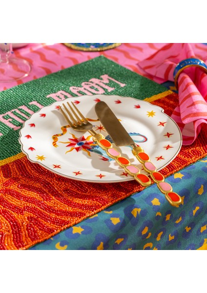 Rampur Çelik - Pirinç Çkb Seti 4X23X2 cm Kırmızı - Pembe