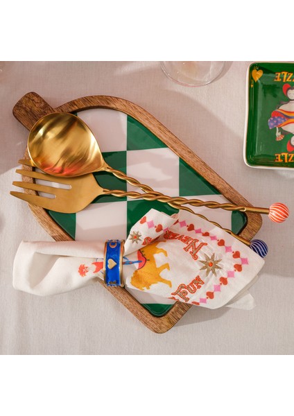 Rampur Çelik - Pirinç Salata Kaşık Seti 7X28X2 cm Mavi-Turuncu fiyatları