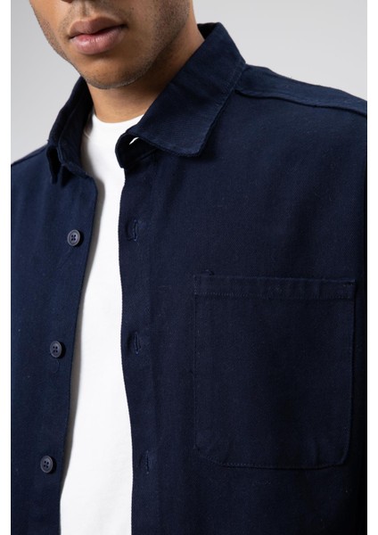 Oversize Gabardin Gömlek Ceket Lacivert fırsatları