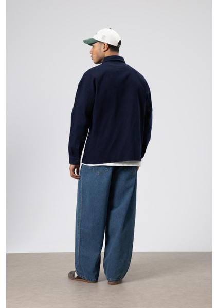 Oversize Gabardin Gömlek Ceket Lacivert indirimleri
