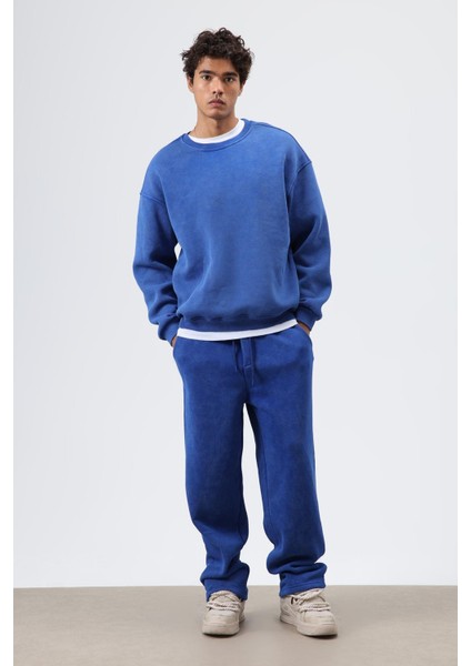 Basic Oversize Yıkamalı Sweatshirt Saks modelleri