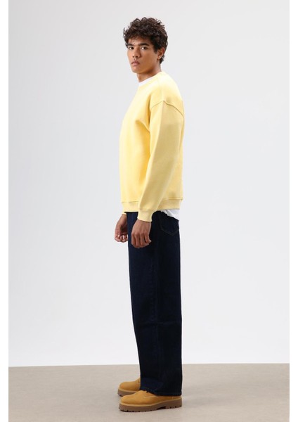 Basic Oversize Yıkamalı Sweatshirt Sarı modelleri