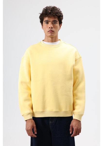 Basic Oversize Yıkamalı Sweatshirt Sarı fırsatları