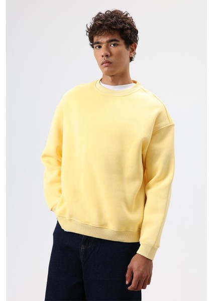 Basic Oversize Yıkamalı Sweatshirt Sarı indirimleri