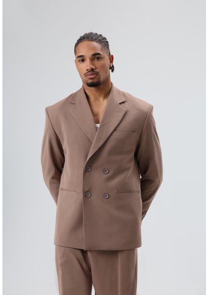 Oversize Kruvaze Takım Elbise Vizon