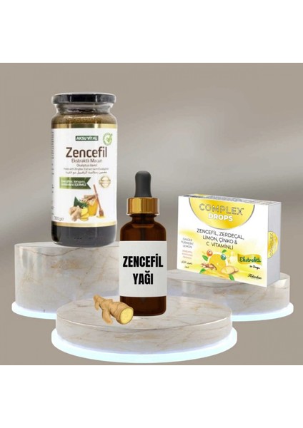 Zencefil Ekstraktlı Macun + Zencefil Yağı +Zencefil Zerdeçal Limon Çinko Pastil