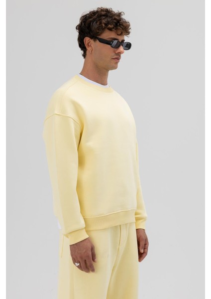 Basic Bisiklet Yaka Oversize Sweatshirt Sarı fiyatları