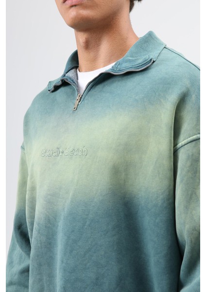 Yaka Fermuarlı Oversize Sweatshirt Nefti fırsatları