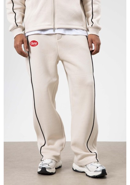 Çizgi Detaylı Oversize Eşofman Takım Taş