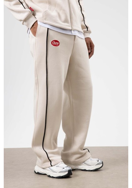 Çizgi Detaylı Oversize Eşofman Takım Taş