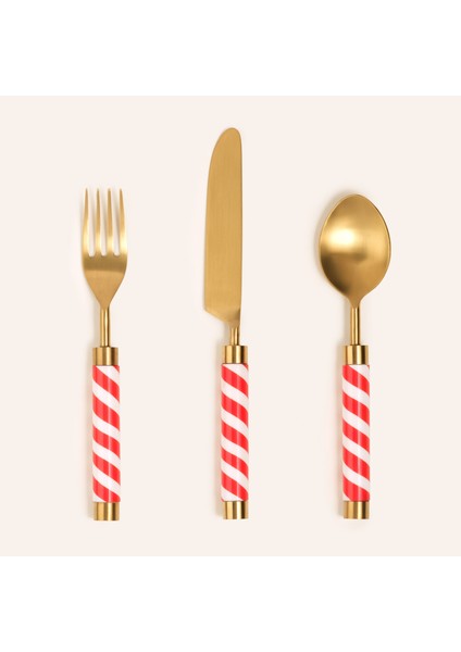 Rampur Çelik - Pirinç Çkb Seti 5X24 cm Altın- Kırmızı