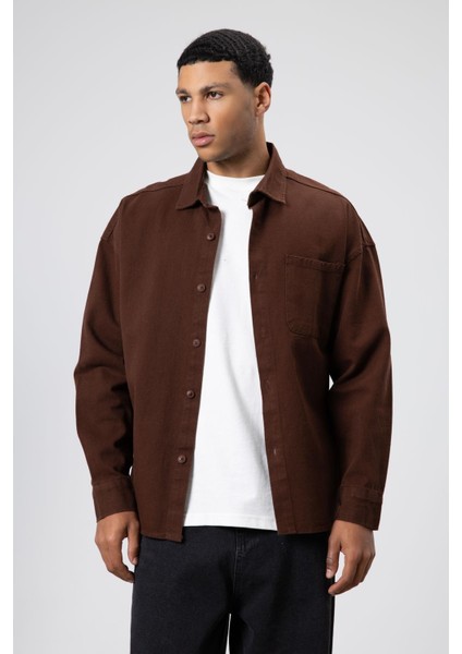 Oversize Gabardin Gömlek Ceket Kahve fiyatları