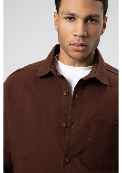 Oversize Gabardin Gömlek Ceket Kahve fırsatları