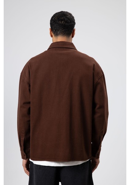 Oversize Gabardin Gömlek Ceket Kahve indirimleri