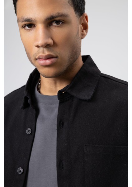 Oversize Gabardin Gömlek Ceket Siyah indirimleri