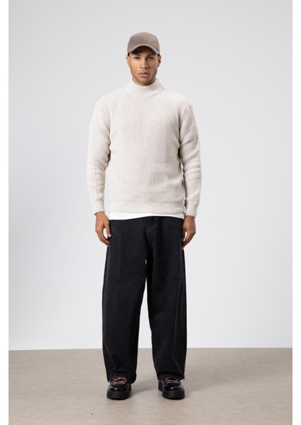 Yarım Balıkçı Yaka Triko Kazak Taş