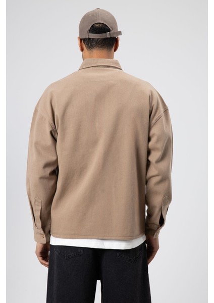 Oversize Gabardin Gömlek Ceket Vizon fırsatları