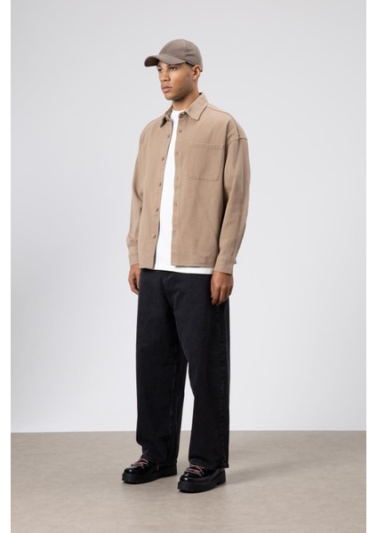 Oversize Gabardin Gömlek Ceket Vizon indirimleri