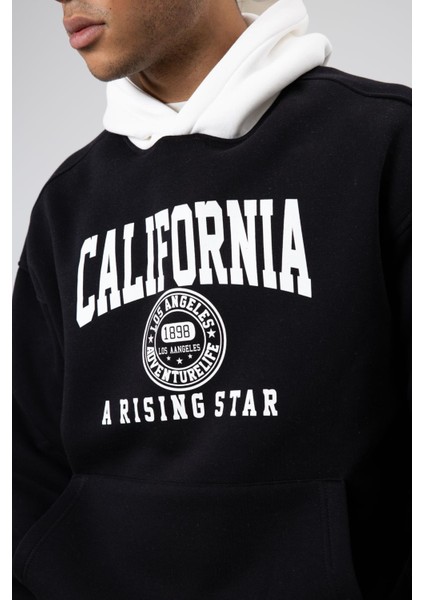 Çift Renk Baskılı Oversize Sweatshirt Siyah fırsatları