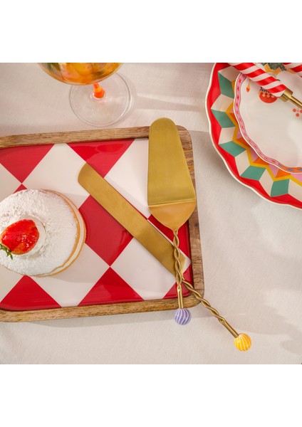 Rampur Çelik - Pirinç Servis Seti 6X30X2 cm Mavi - Sarı fiyatları